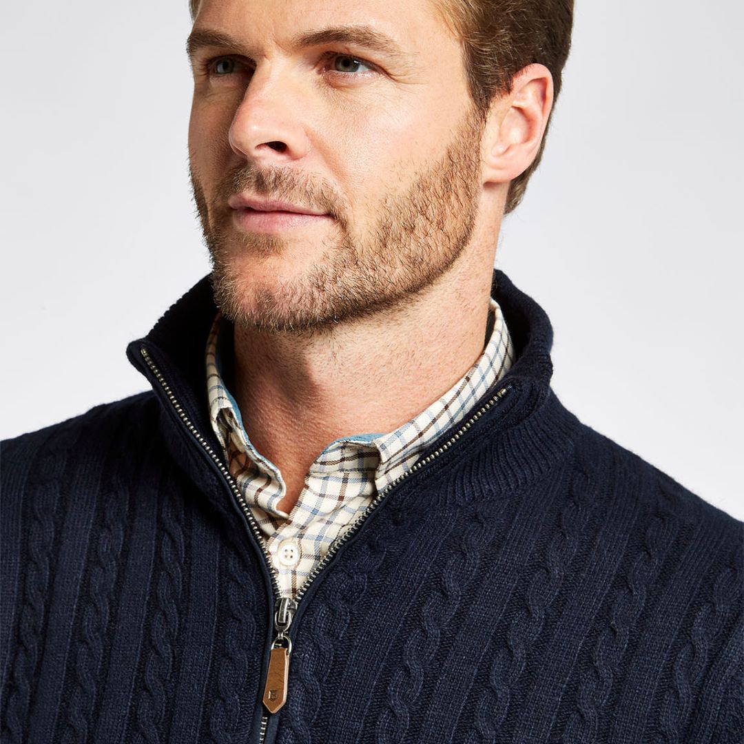 Dubarry Men's Cronin Zip Neck Jumper in Navy