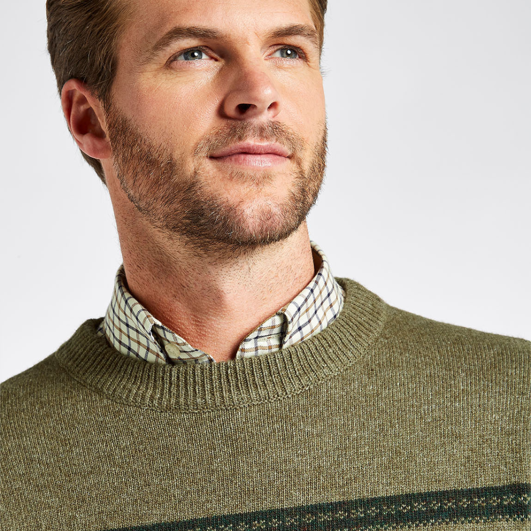 Dubarry Men's Longley Crew Neck Jumper in Olive