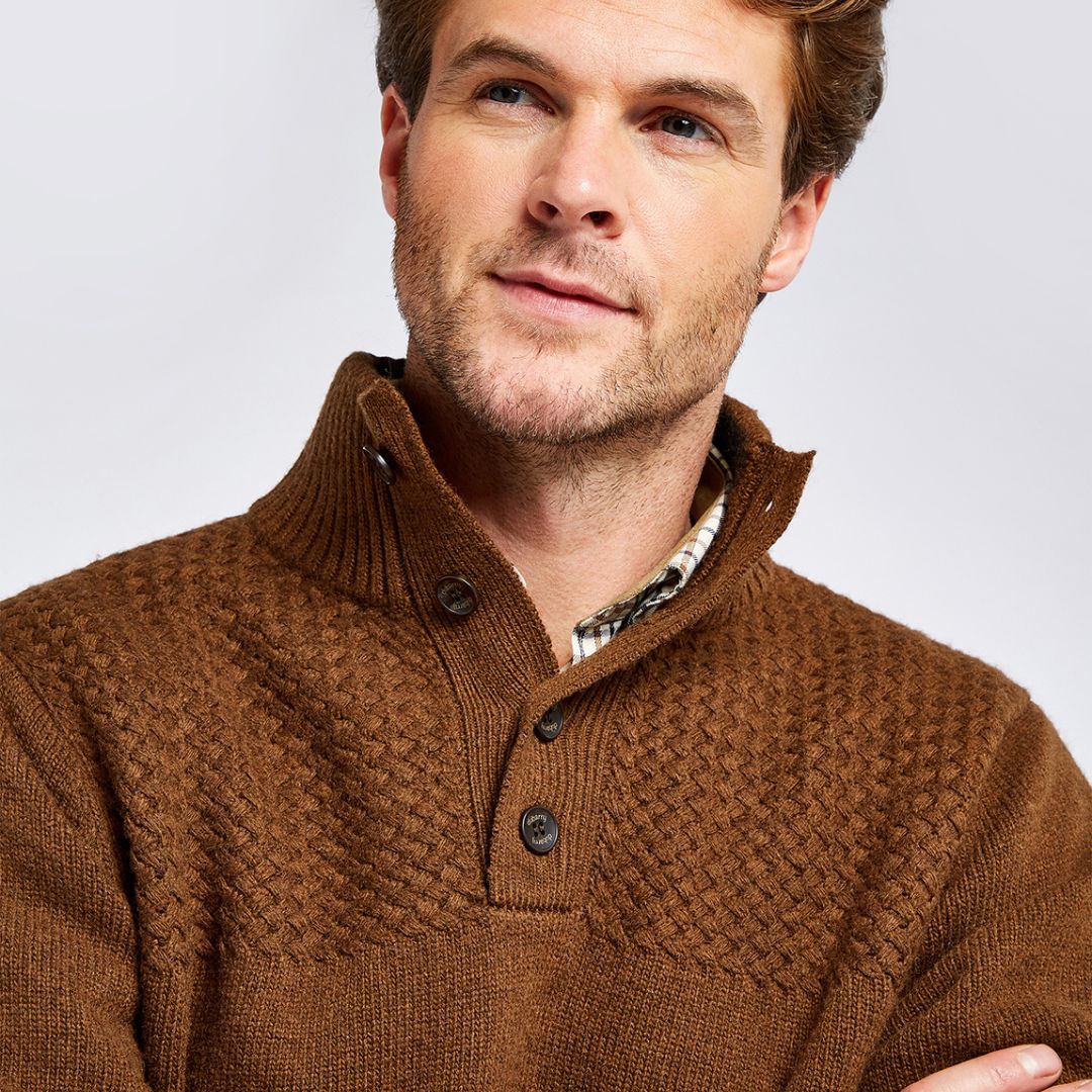 Dubarry Men's Roundwood Knitted Jumper in Nutmeg