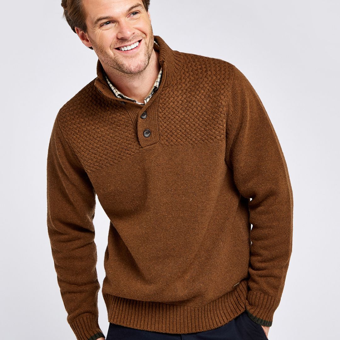 Dubarry Men's Roundwood Knitted Jumper in Nutmeg