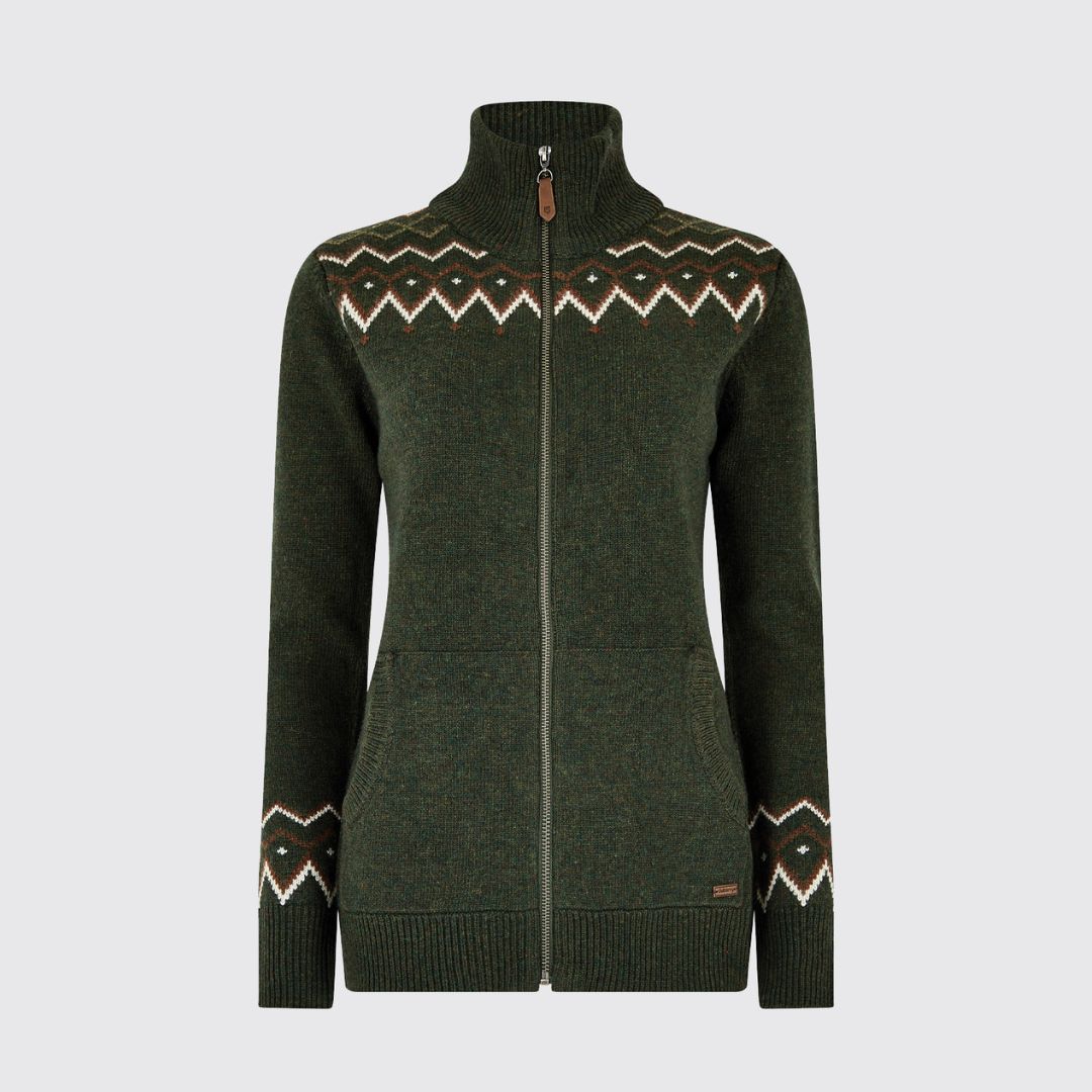 Dubarry Women's Balbriggan Full Zip Jumper in Olive