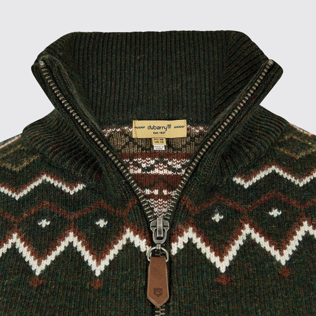 Dubarry Women's Balbriggan Full Zip Jumper in Olive