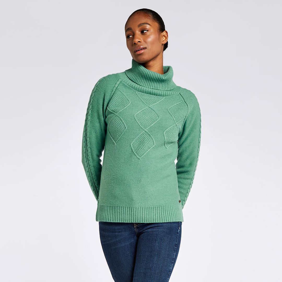 Dubarry Women's Belleek Chunky Roll Neck Jumper in Crab Apple
