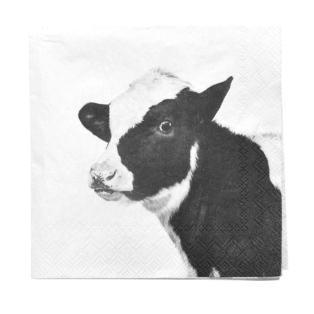 Esschert Design Farm Animals Paper Napkins S in Black/White