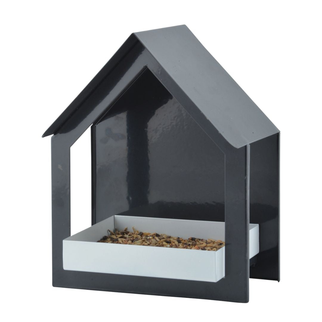 Esschert Design Wall Bird Table in Dark Grey/White