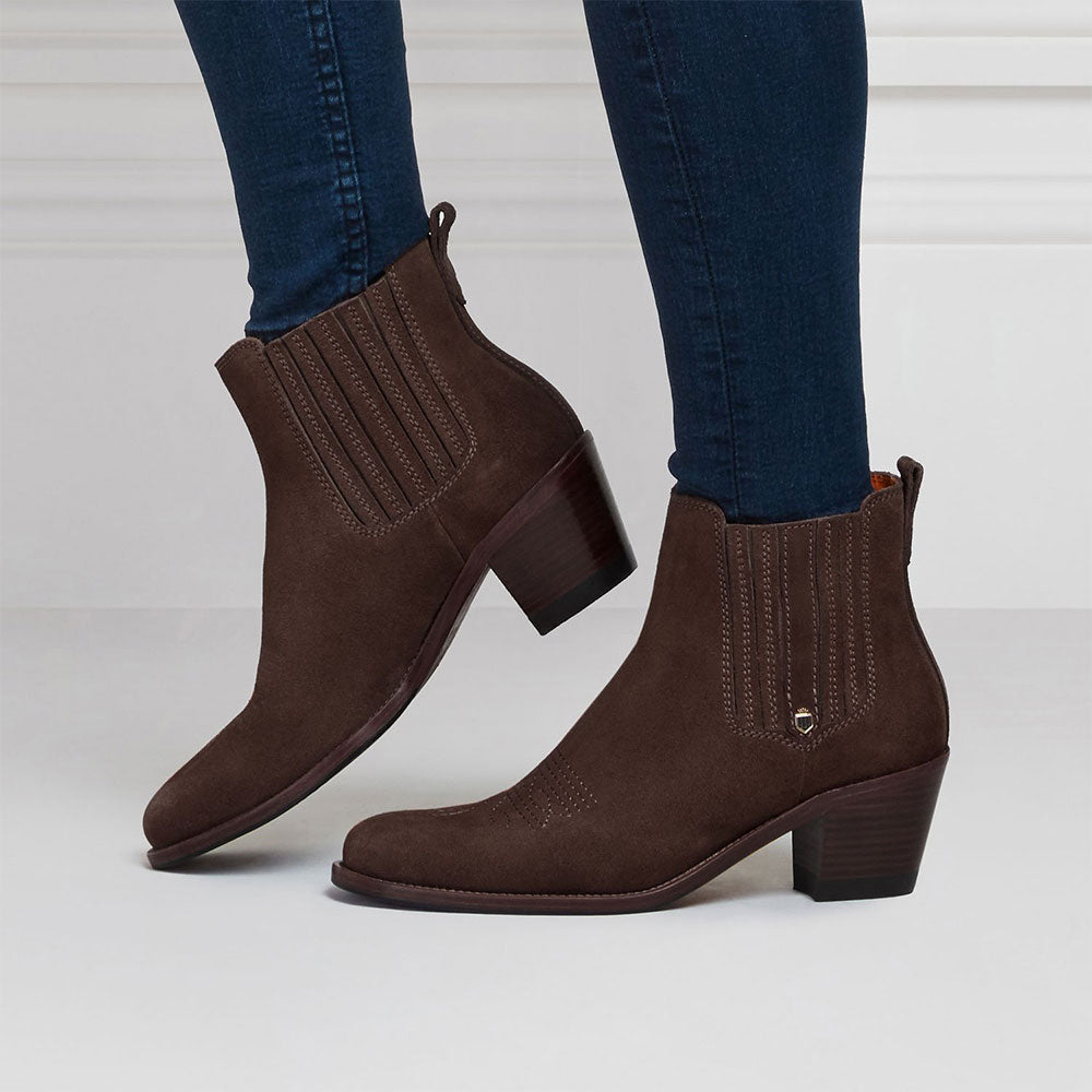 Fairfax & Favor Rockingham Suede Ankle Boot in Chocolate