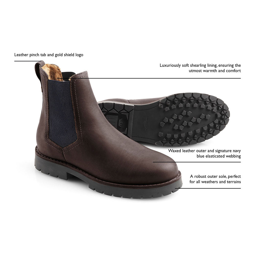 Fairfax & Favor Boudica Shearling Lined Ankle Boot in Mahogany