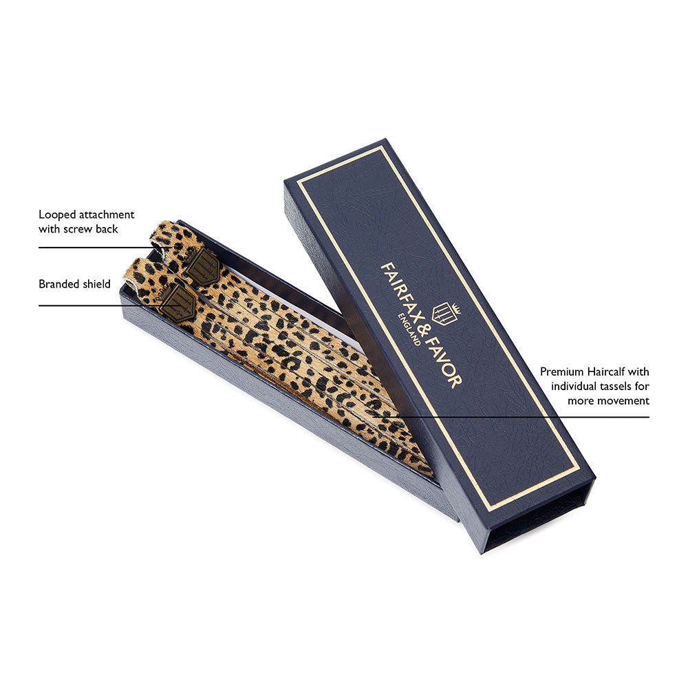 Fairfax & Favor Suede Boot Tassels in Cheetah Haircalf