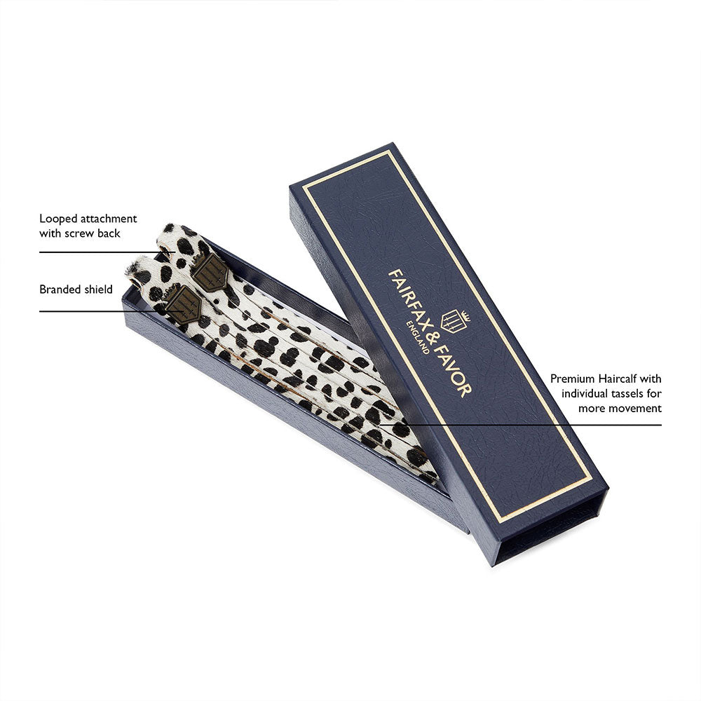 Fairfax & Favor Suede Boot Tassels in Dalmatian Haircalf