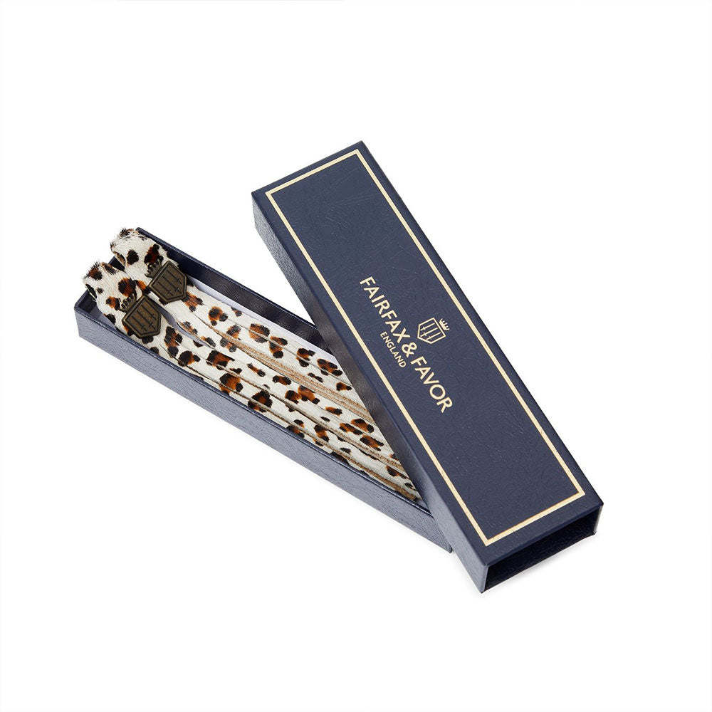 Fairfax & Favor Suede Boot Tassels in Snow Leopard Haircalf