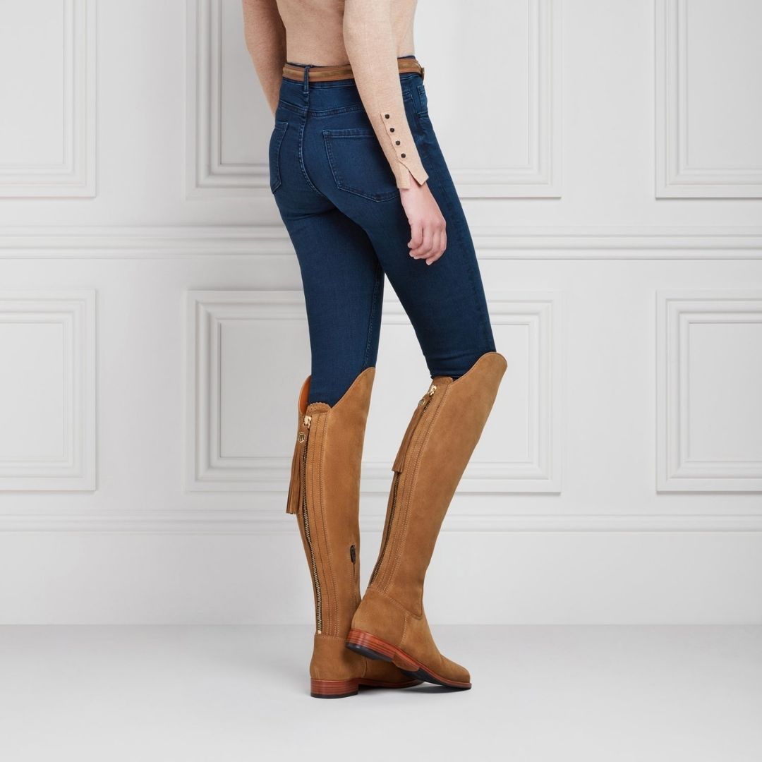Fairfax & Favor Amira Flat Over the Knee Suede Boot in Tan