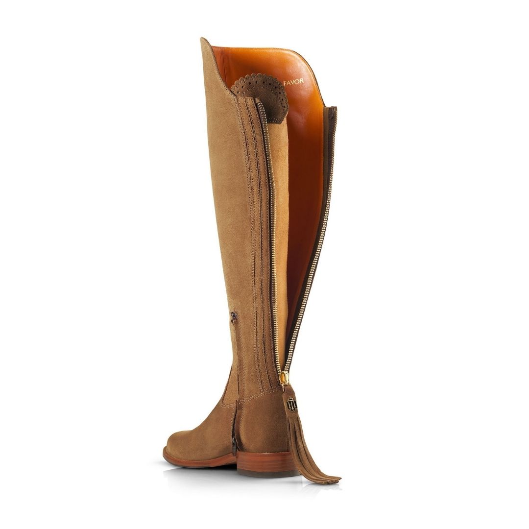 Fairfax & Favor Amira Flat Over the Knee Suede Boot in Tan