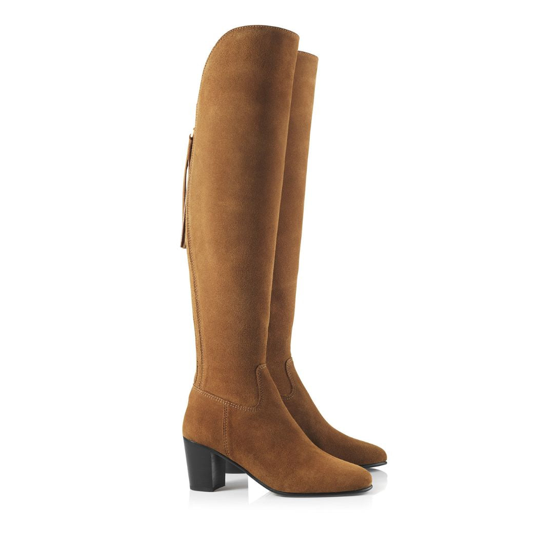Fairfax & Favor Amira Heeled Over the Knee Suede Boot in Tan