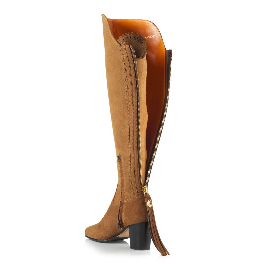 Fairfax & Favor Amira Heeled Over the Knee Suede Boot in Tan