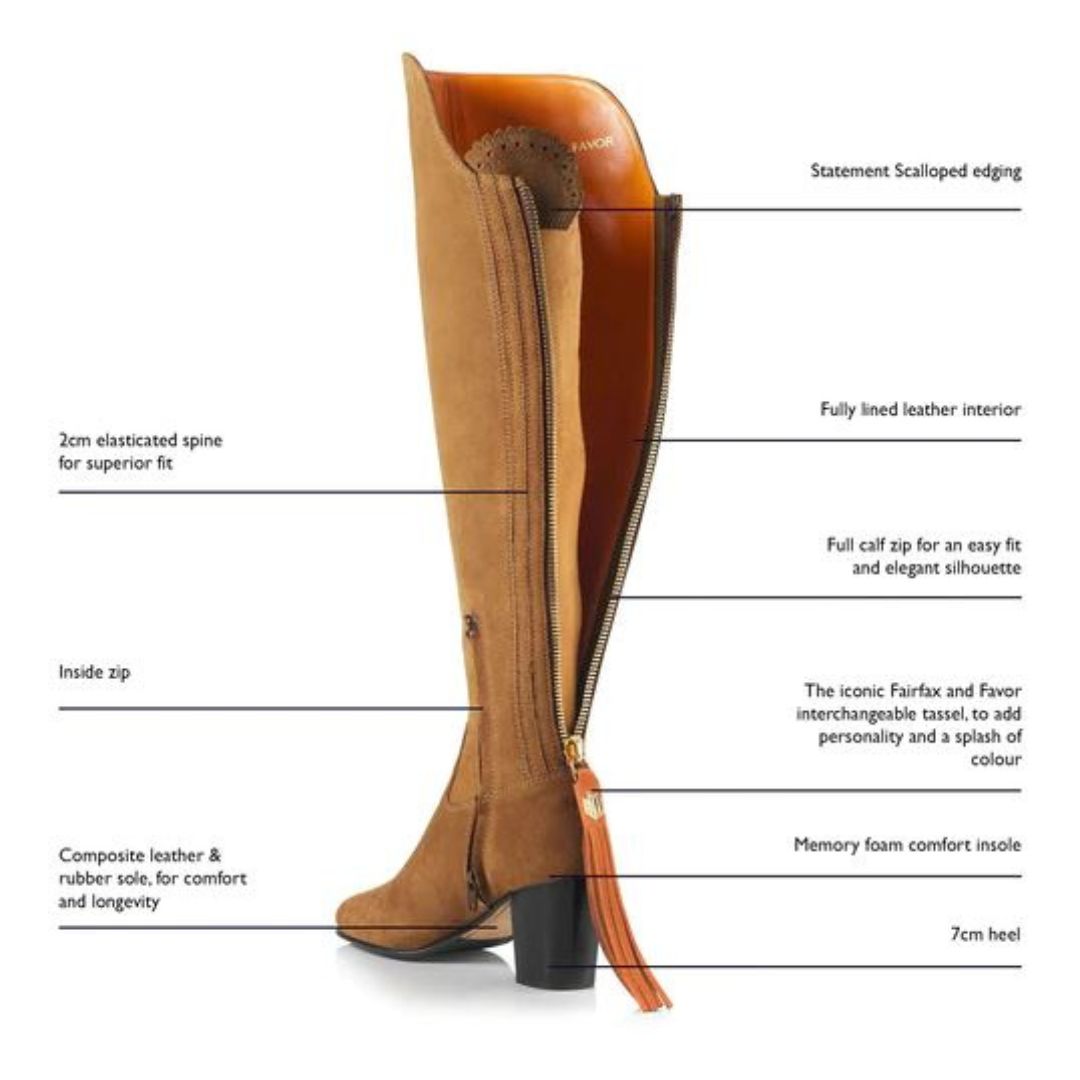 Fairfax & Favor Amira Heeled Over the Knee Suede Boot in Tan