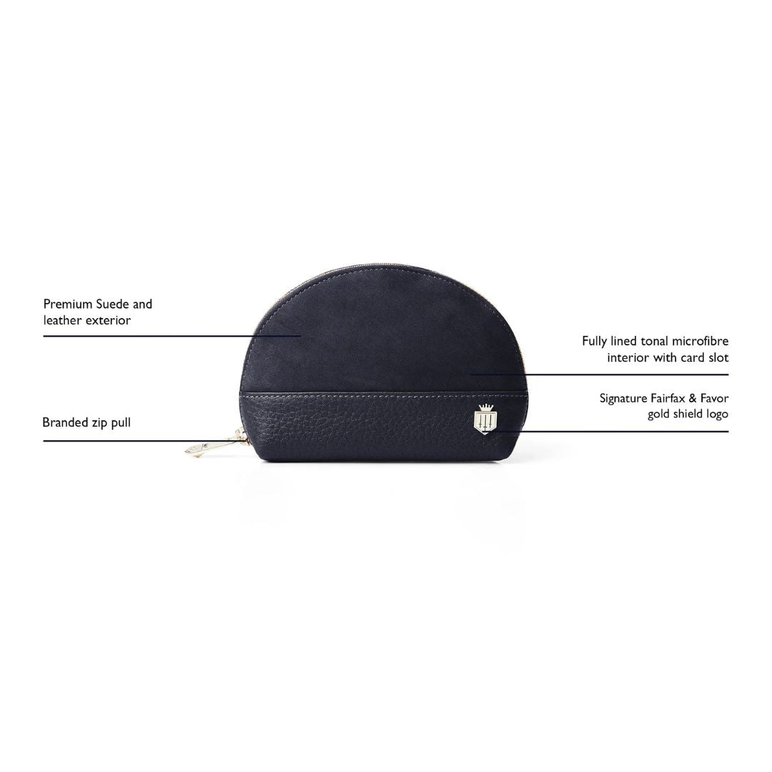 Fairfax & Favor Chiltern Suede Coin Purse in Navy