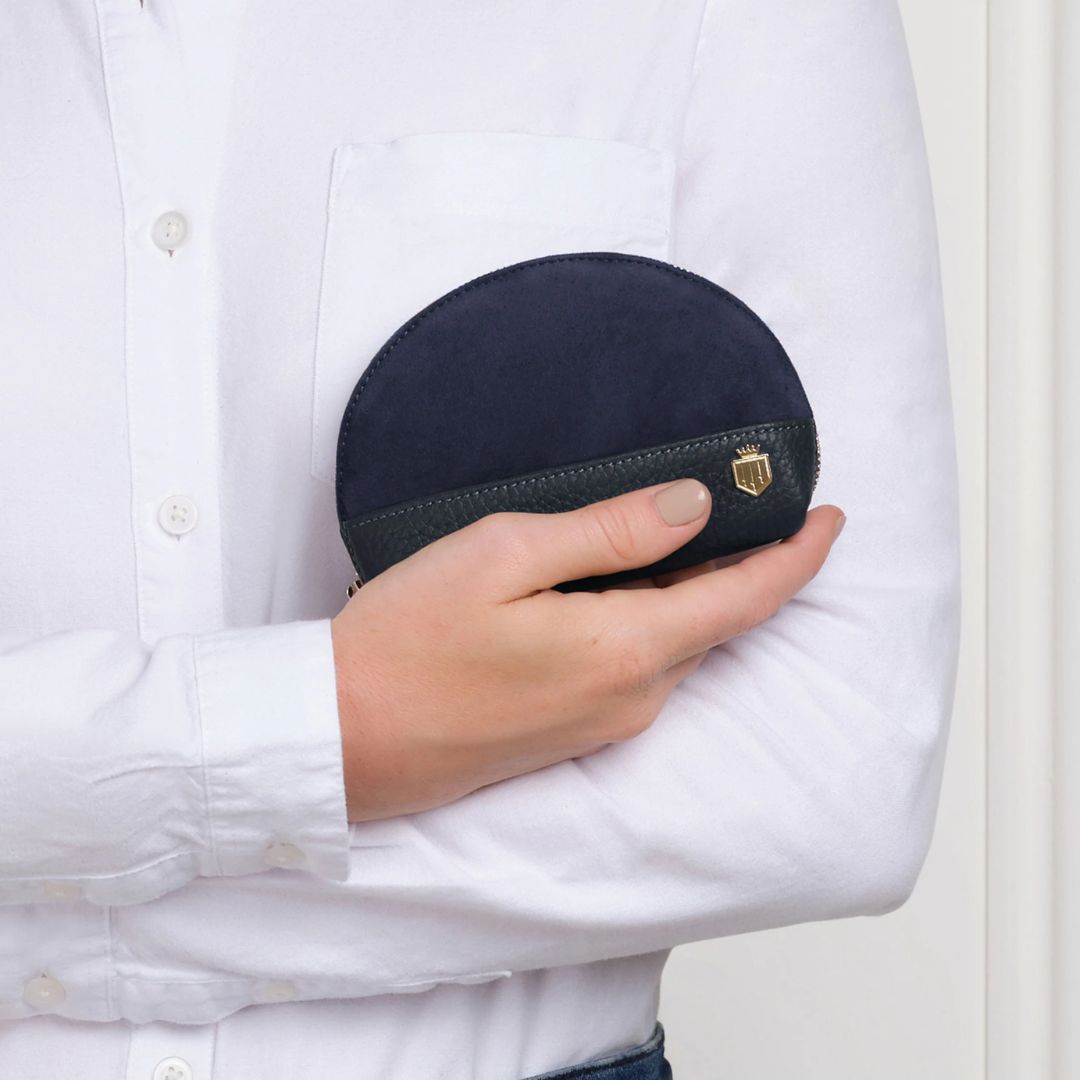 Fairfax & Favor Chiltern Suede Coin Purse in Navy