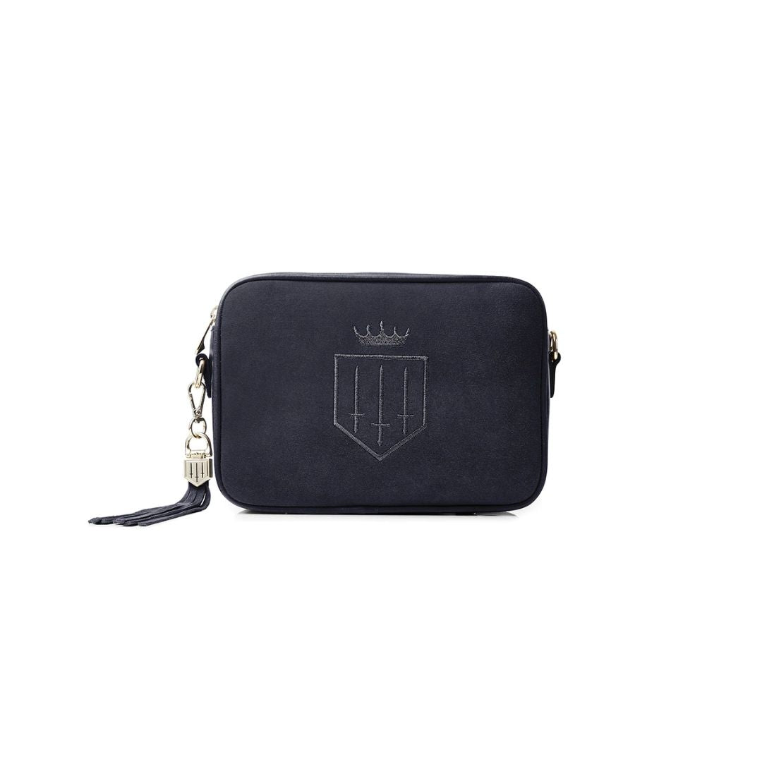 Fairfax & Favor Finsbury Crossbody Suede Handbag in Navy