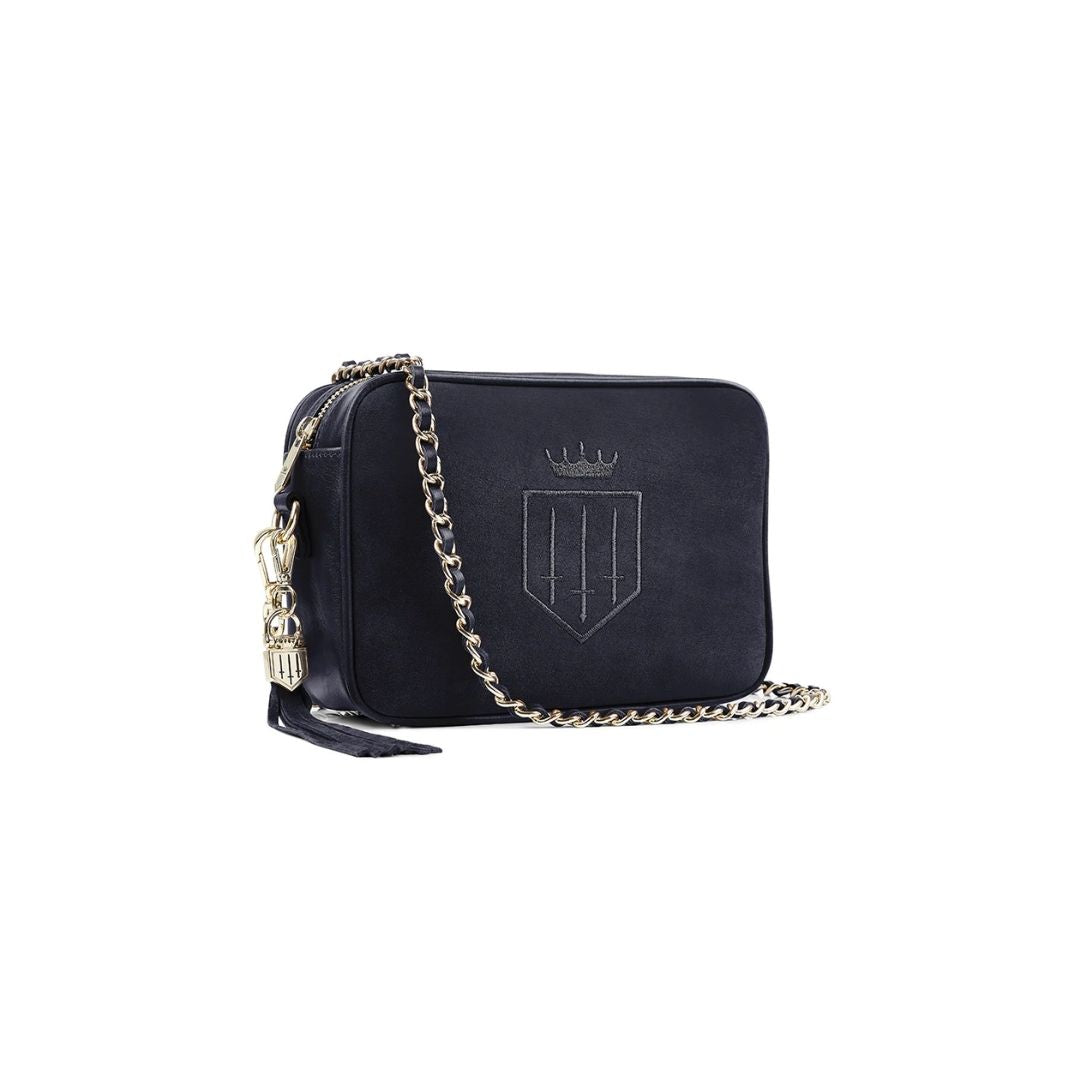 Fairfax & Favor Finsbury Crossbody Suede Handbag in Navy