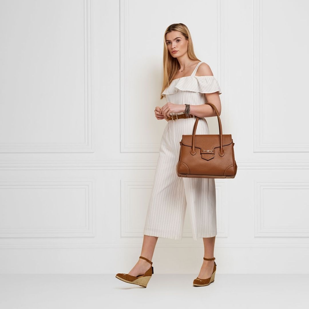 Fairfax & Favor Fitzwilliam Leather Tote Bag in Pebbled Tan