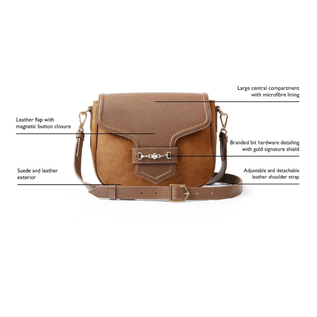 Fairfax & Favor Fitzwilliam Suede Saddle Bag in Tan