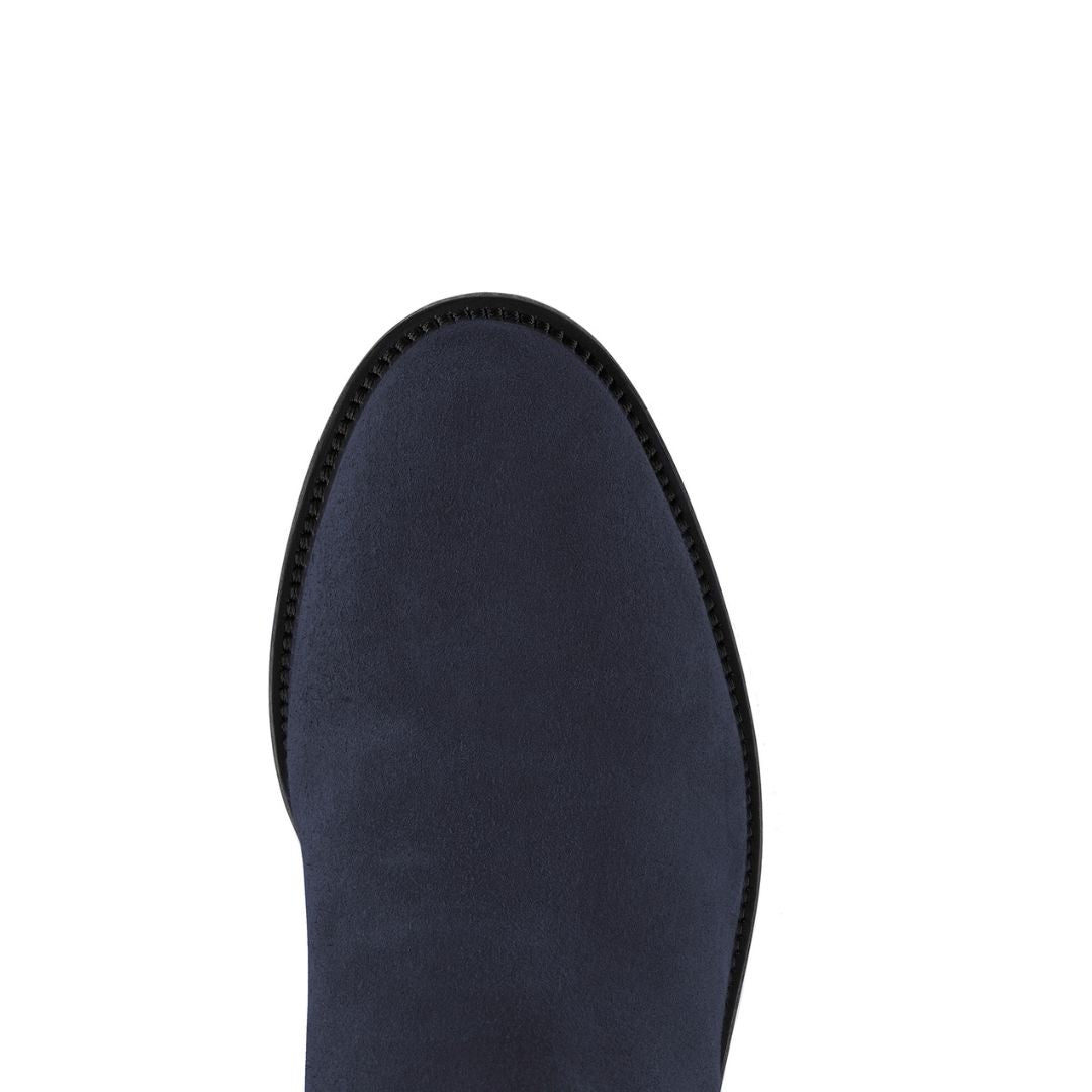 Fairfax & Favor Heeled Regina Suede Boot in Navy