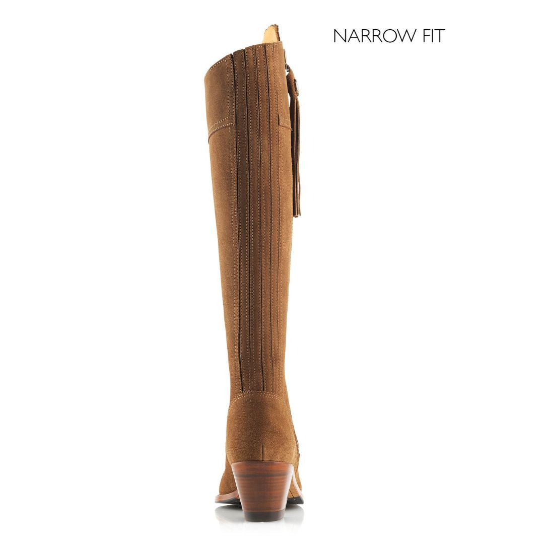 Fairfax & Favor Heeled Regina Suede Boot in Tan - Narrow Fit