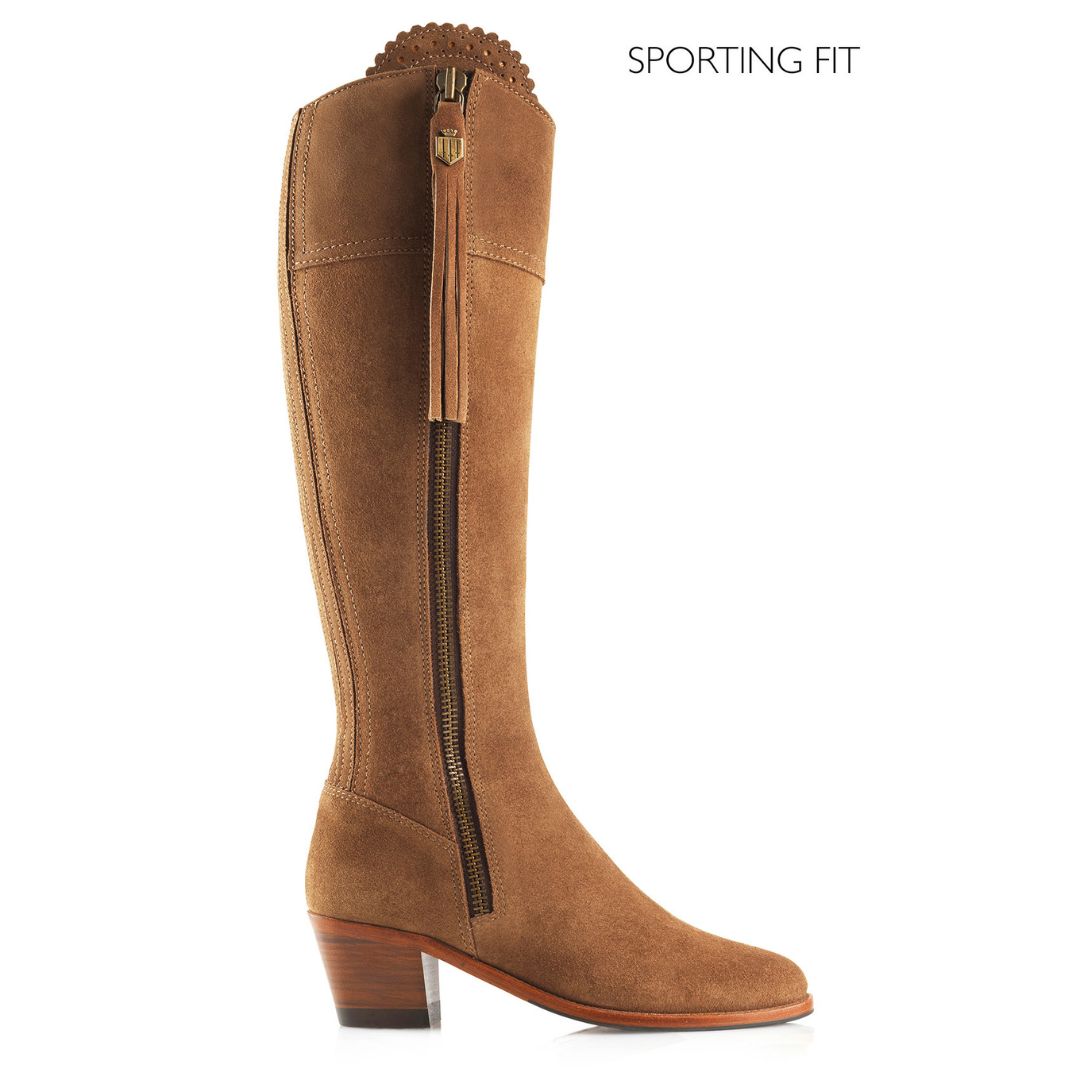 Fairfax & Favor Heeled Regina Suede Boot in Tan - Sporting Fit
