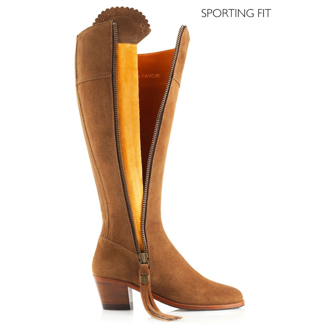 Fairfax & Favor Heeled Regina Suede Boot in Tan - Sporting Fit