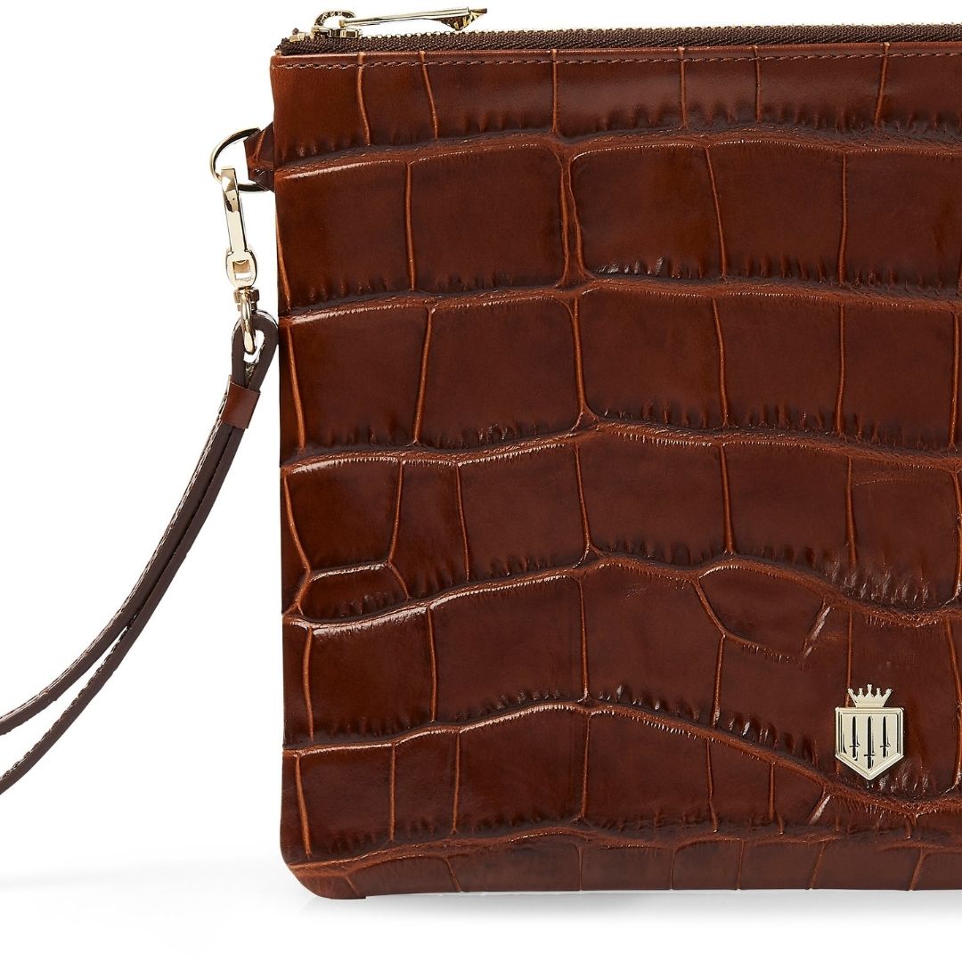 Fairfax & Favor Highbury Leather Clutch in Conker