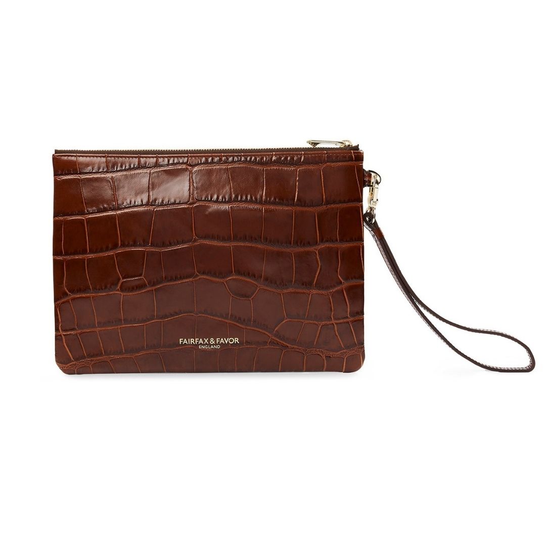 Fairfax & Favor Highbury Leather Clutch in Conker