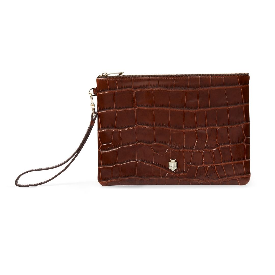 Fairfax & Favor Highbury Leather Clutch in Conker