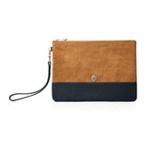 Fairfax & Favor Highbury Leather & Suede Clutch in Tan & Navy