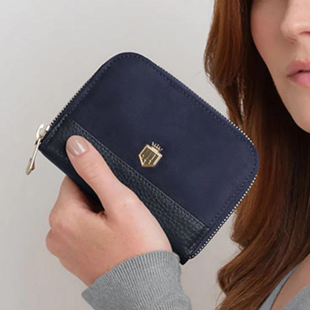 Fairfax & Favor Mini Salisbury Suede Purse in Navy