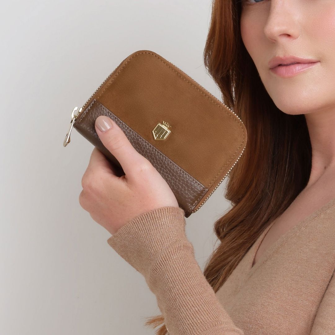 Fairfax & Favor Mini Salisbury Suede Purse in Tan