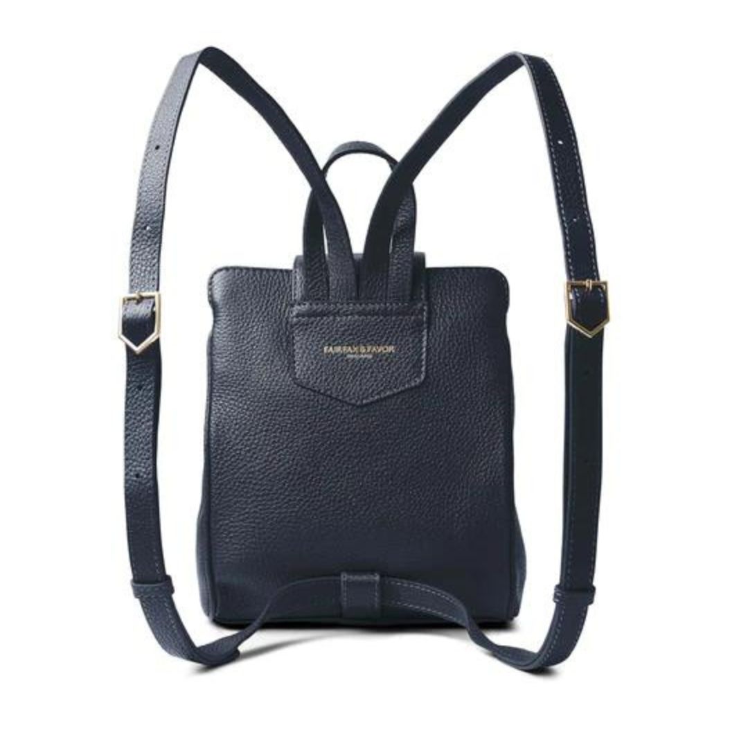 Fairfax & Favor Mini Windsor Suede Backpack in Tan & Navy