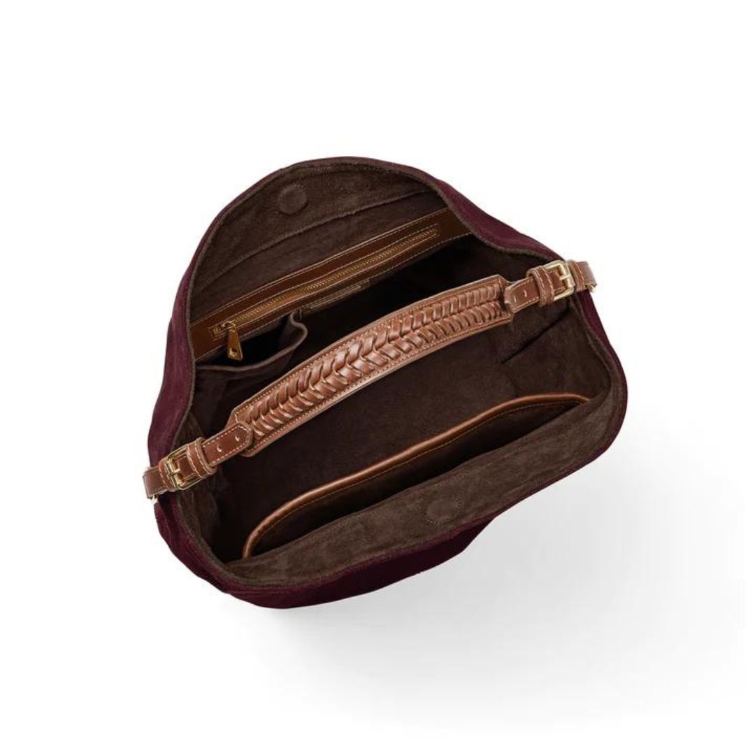 Fairfax & Favor Tetbury Suede Tote Bag in Plum