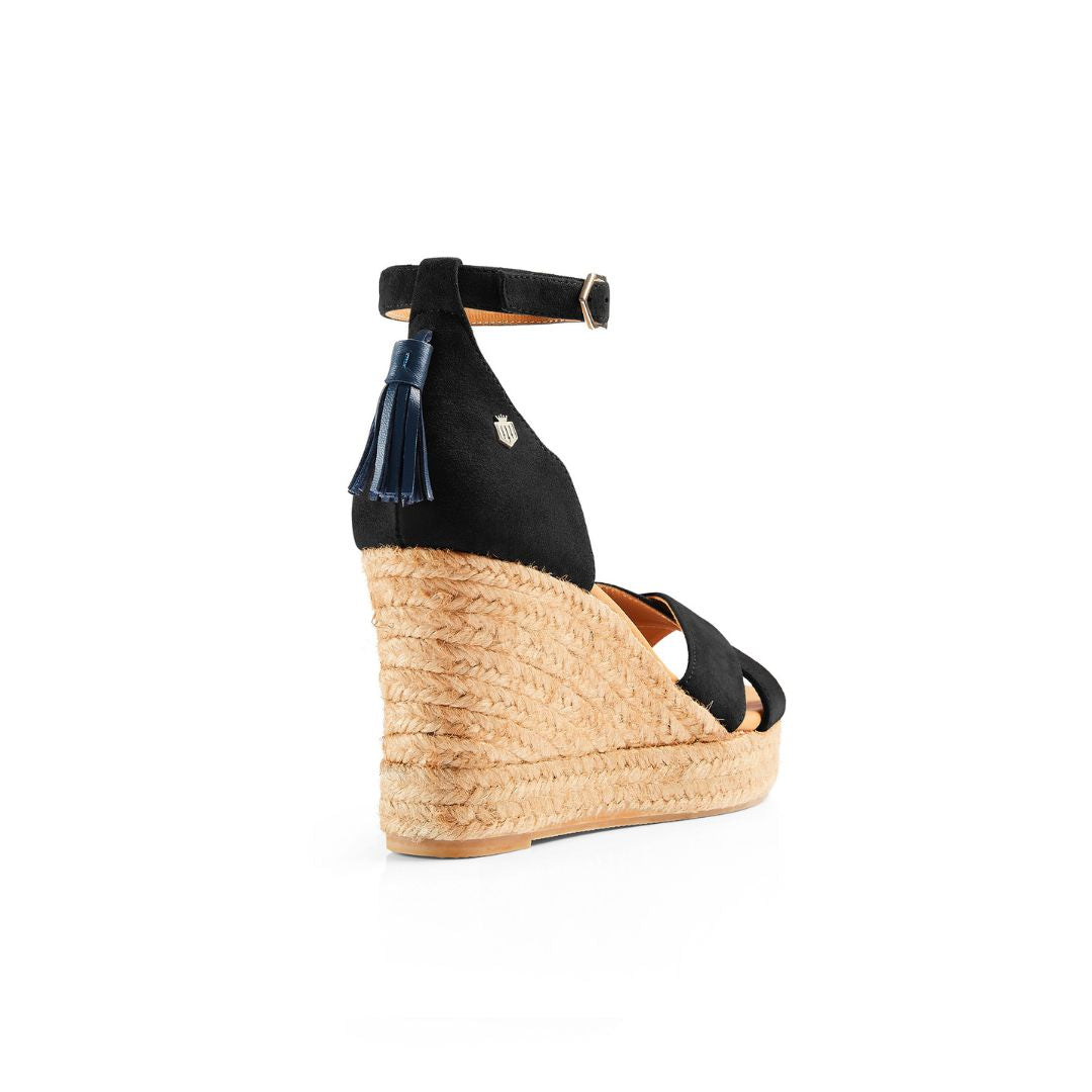 Fairfax & Favor Valencia Heeled Wedge Sandal in Black
