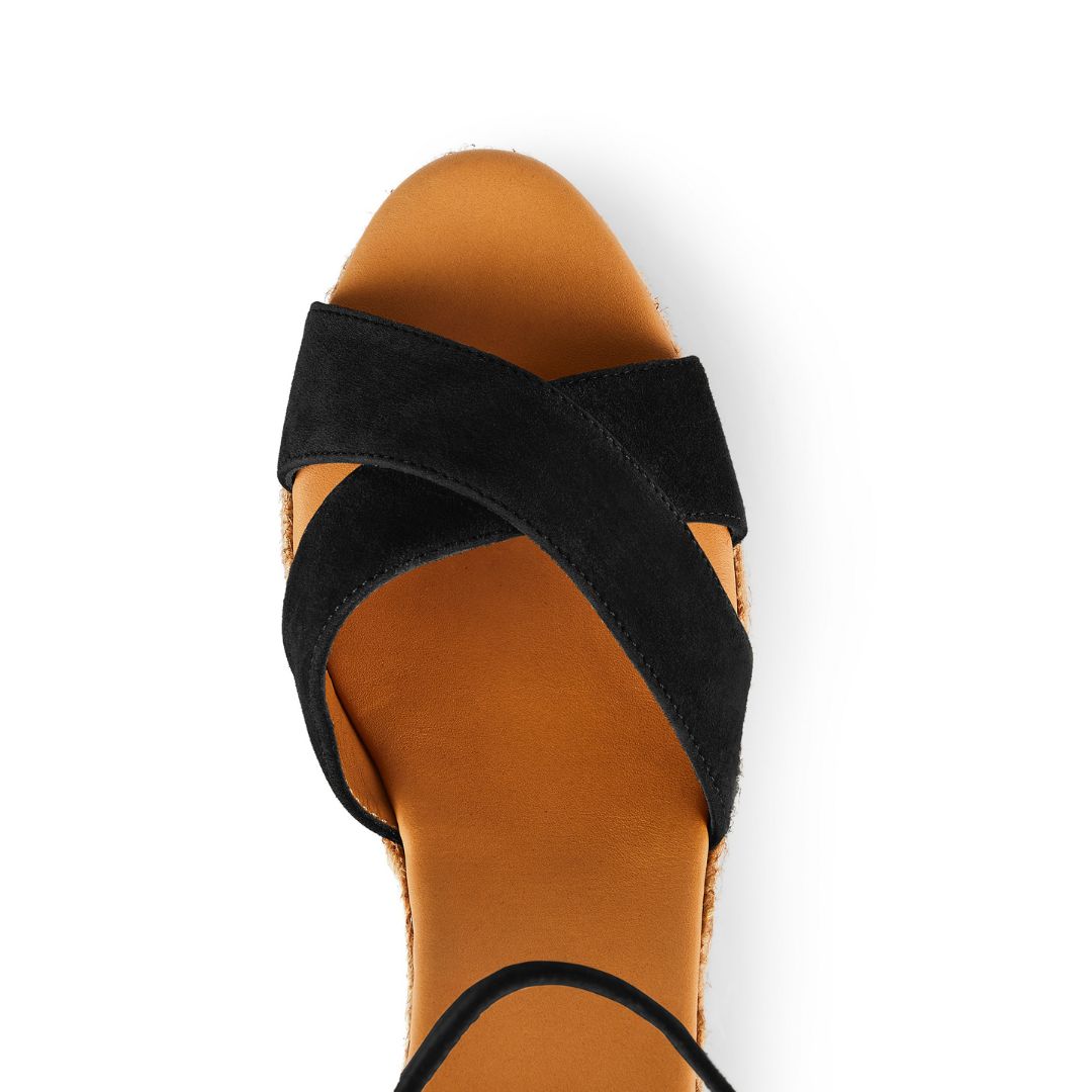 Fairfax & Favor Valencia Heeled Wedge Sandal in Black