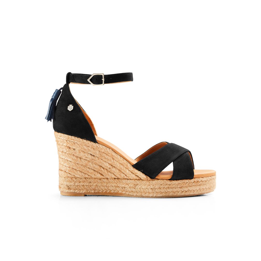 Fairfax & Favor Valencia Heeled Wedge Sandal in Black