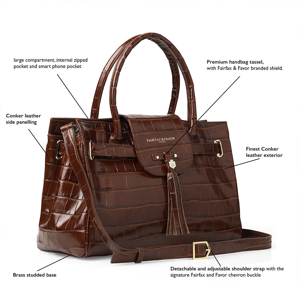 Fairfax & Favor Windsor Leather Handbag in Conker