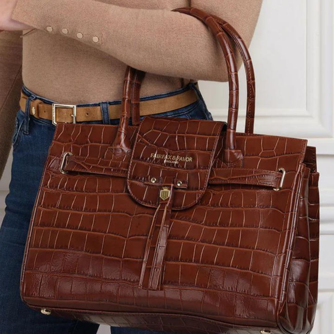 Fairfax & Favor Windsor Leather Handbag in Conker