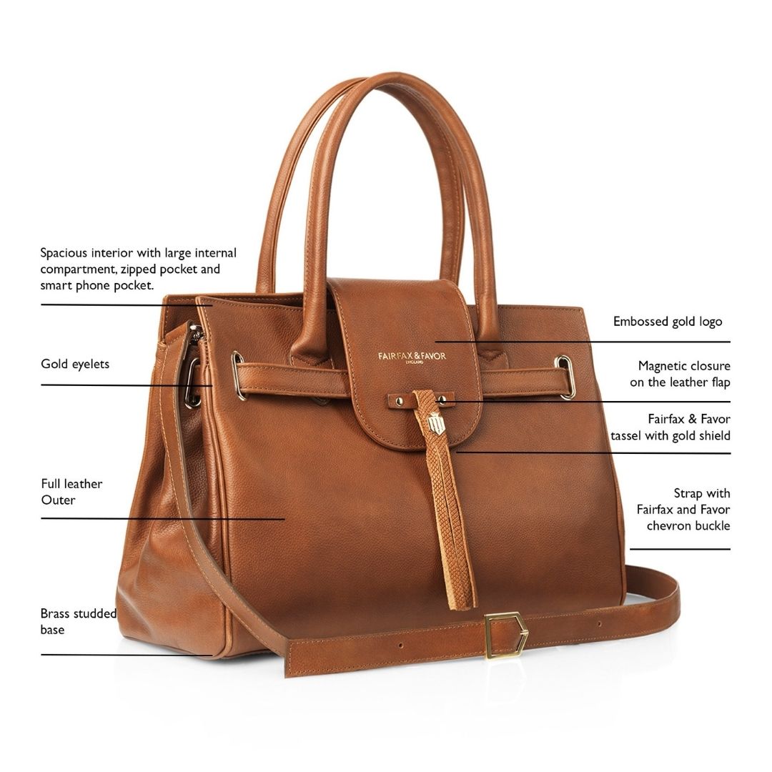 Fairfax & Favor Windsor Leather Handbag in Tan