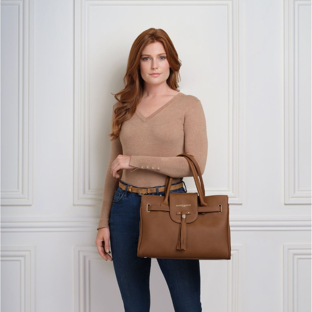 Fairfax & Favor Windsor Leather Handbag in Tan
