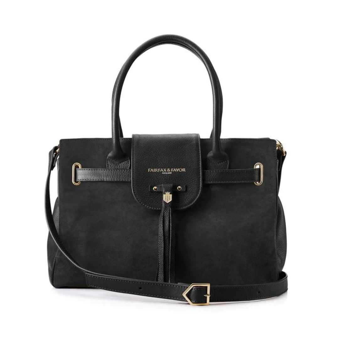 Fairfax & Favor Windsor Suede Handbag in Black