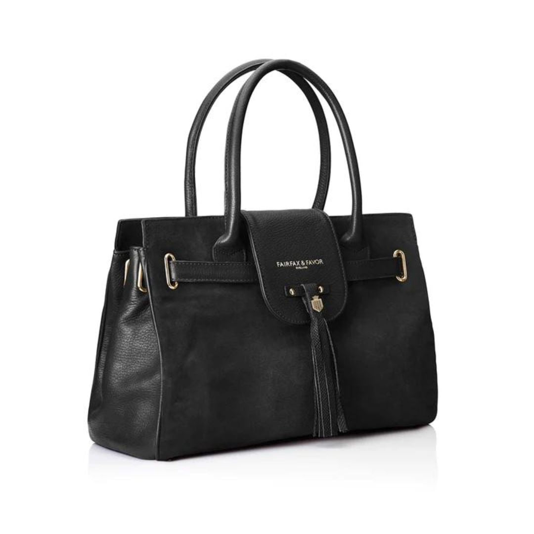 Fairfax & Favor Windsor Suede Handbag in Black