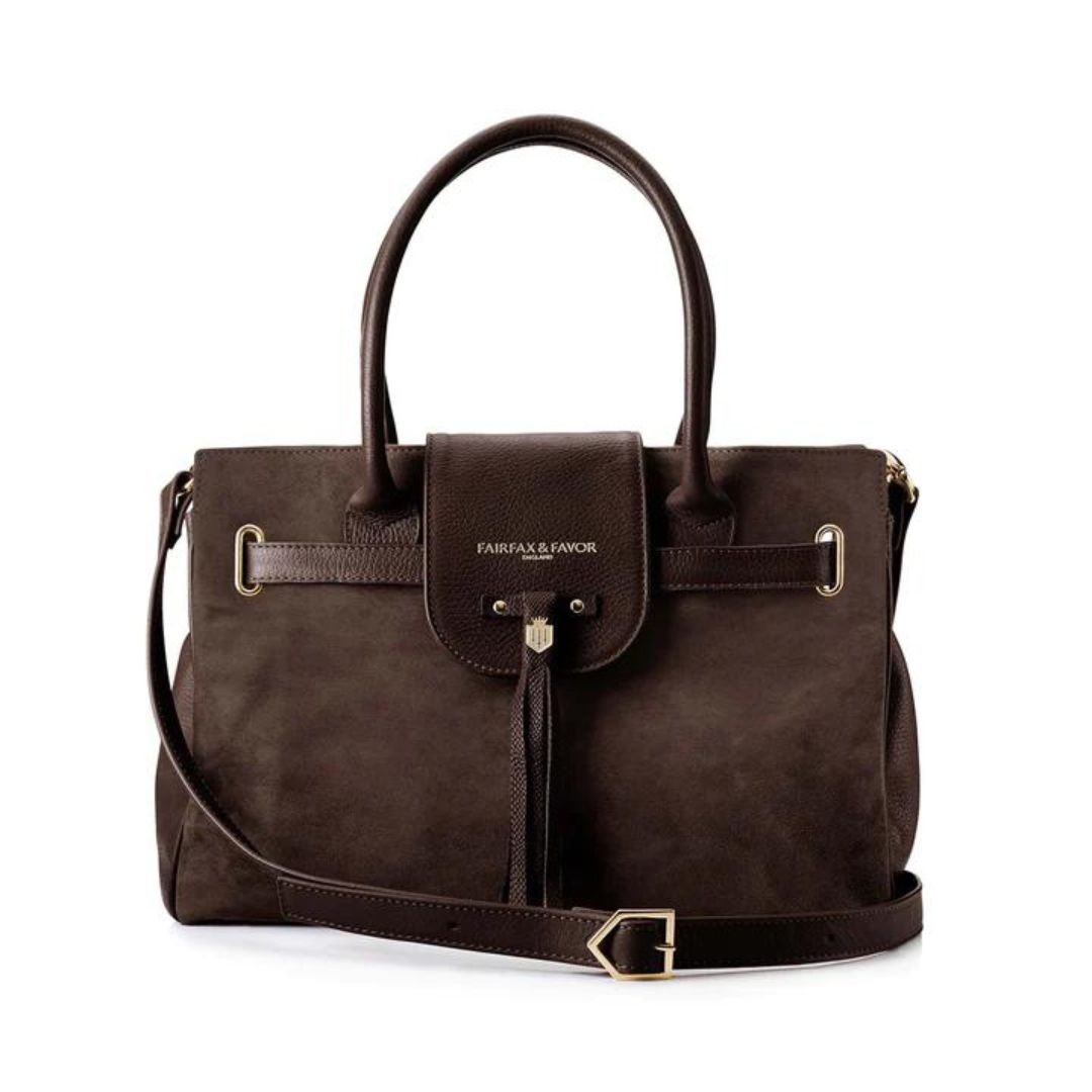 Fairfax & Favor Windsor Suede Handbag in Chocolate