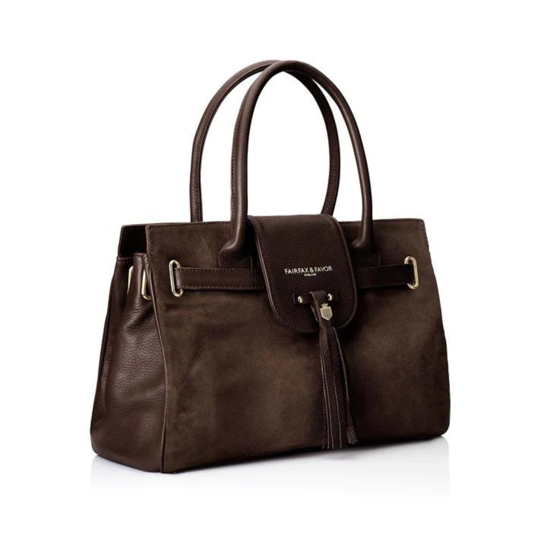 Fairfax & Favor Windsor Suede Handbag in Chocolate