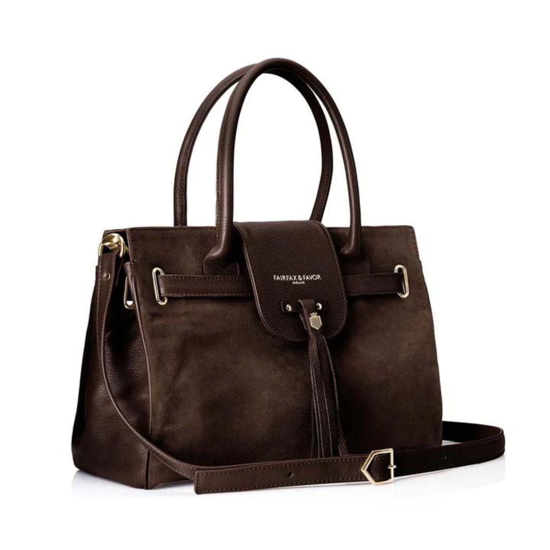 Fairfax & Favor Windsor Suede Handbag in Chocolate