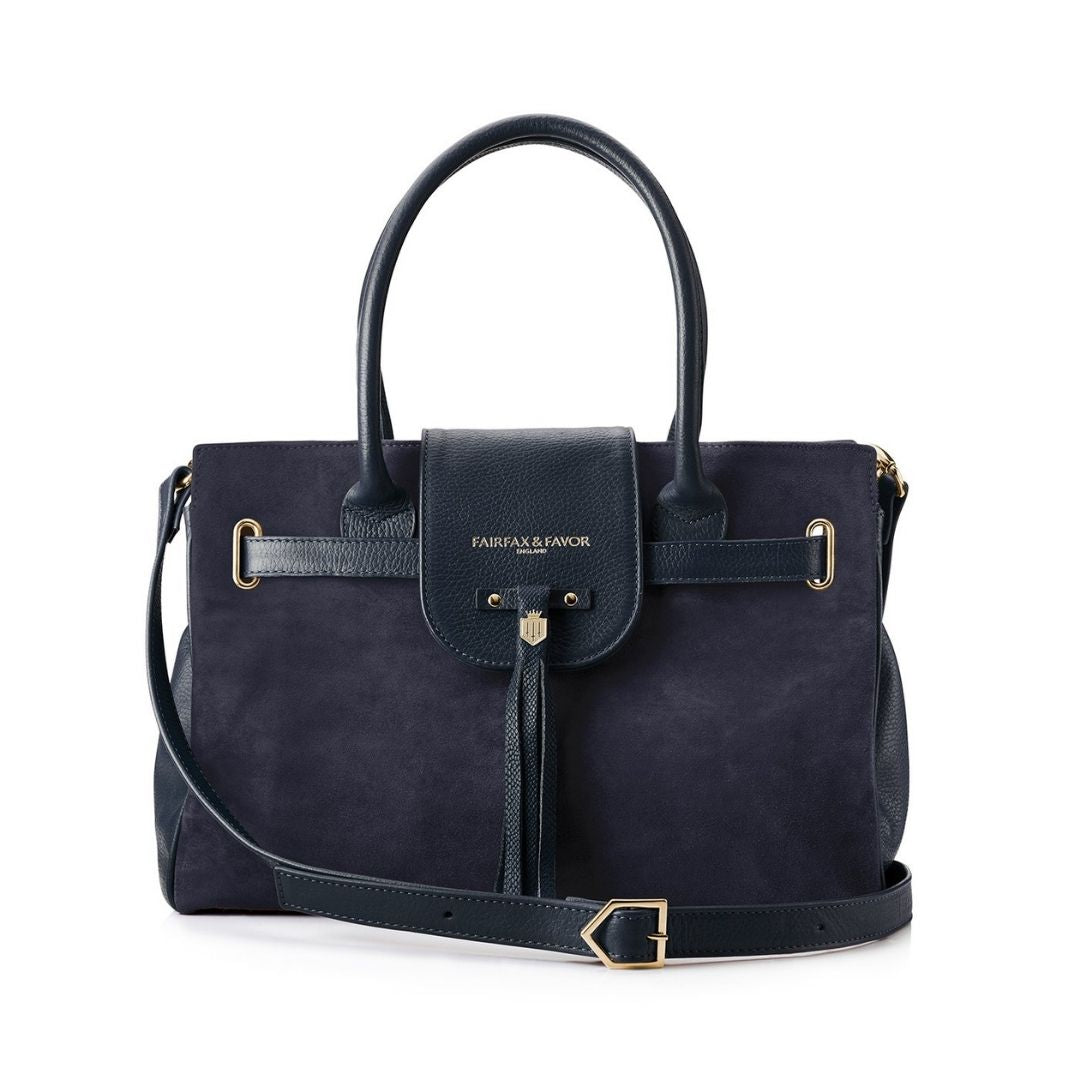 Fairfax & Favor Windsor Suede Handbag in Navy